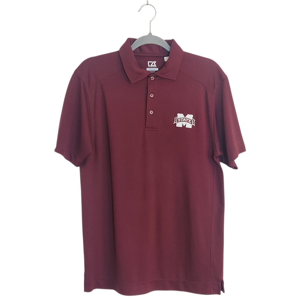 Cutter & Buck Short Sleeve Burgundy Mississippi State Polo Size Small